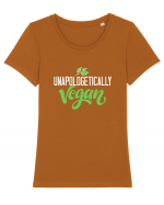 Unapologetically vegan Tricou mânecă scurtă guler larg fitted Damă Expresser