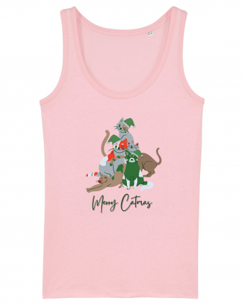 Merry Catmas Green Cotton Pink