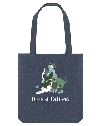 Merry Catmas white Midnight Blue
