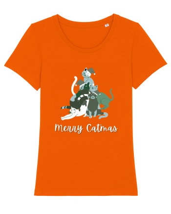 Merry Catmas white Bright Orange