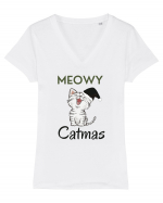 meowy catmas 1 Tricou mânecă scurtă guler V Damă Evoker