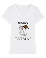 meowy catmas 2 Tricou mânecă scurtă guler V Damă Evoker