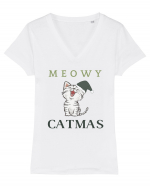 meowy catmas 3 Tricou mânecă scurtă guler V Damă Evoker