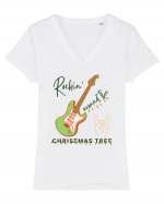 rockin around the christmas tree Tricou mânecă scurtă guler V Damă Evoker