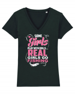 Real girls go fishing Tricou mânecă scurtă guler V Damă Evoker