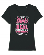 Real girls go fishing Tricou mânecă scurtă guler larg fitted Damă Expresser