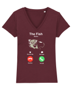 The fish is calling and I must go. Tricou mânecă scurtă guler V Damă Evoker