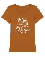Life is better with my rescue Tricou mânecă scurtă guler larg fitted Damă Expresser