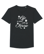 Life is better with my rescue Tricou mânecă scurtă guler larg Bărbat Skater