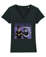 Wednesday Addams Tricou mânecă scurtă guler V Damă Evoker