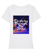 dashing through the snow Tricou mânecă scurtă guler larg fitted Damă Expresser