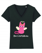 don t stop believing Tricou mânecă scurtă guler V Damă Evoker