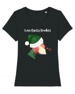 even santa smokes  Tricou mânecă scurtă guler larg fitted Damă Expresser