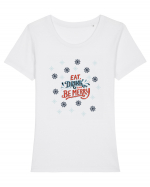 eat drink and be merry Tricou mânecă scurtă guler larg fitted Damă Expresser