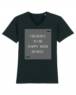 i deserve to be happy with myself Tricou mânecă scurtă guler V Bărbat Presenter