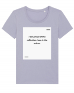 I am proud of the reflection I see in the mirror. Tricou mânecă scurtă guler larg fitted Damă Expresser