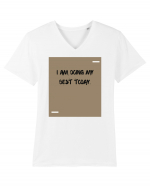 I am doing my best today. Tricou mânecă scurtă guler V Bărbat Presenter
