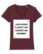 I allow myself to accept love, prosperity and abundance. Tricou mânecă scurtă guler V Damă Evoker