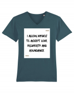 I allow myself to accept love, prosperity and abundance. Tricou mânecă scurtă guler V Bărbat Presenter