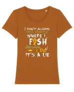 Fishing quote Tricou mânecă scurtă guler larg fitted Damă Expresser