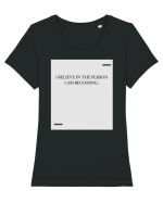 I believe in the person I am becoming. Tricou mânecă scurtă guler larg fitted Damă Expresser