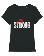 Stay strong Tricou mânecă scurtă guler larg fitted Damă Expresser