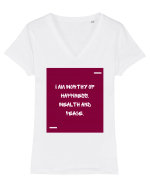 I am worthy of happiness, wealth and peace. Tricou mânecă scurtă guler V Damă Evoker