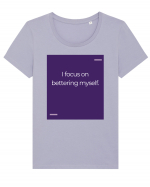 I focus on bettering myself. Tricou mânecă scurtă guler larg fitted Damă Expresser