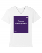 I focus on bettering myself. Tricou mânecă scurtă guler V Bărbat Presenter