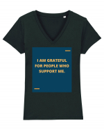 I am grateful for people who support me. Tricou mânecă scurtă guler V Damă Evoker