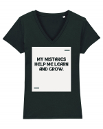 My mistakes help me learn and grow. Tricou mânecă scurtă guler V Damă Evoker