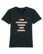 I am fabulous, funny and giving. Tricou mânecă scurtă guler V Bărbat Presenter