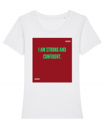 I am strong and confident. Tricou mânecă scurtă guler larg fitted Damă Expresser