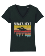 What's Next Sarcastic Retro Sunset Extraterrestrial UFO Tricou mânecă scurtă guler V Damă Evoker