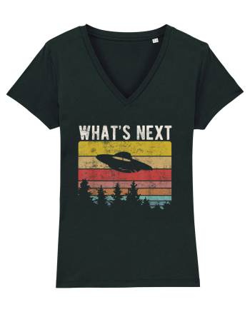 What's Next Sarcastic Retro Sunset Extraterrestrial UFO Black