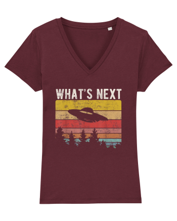 What's Next Sarcastic Retro Sunset Extraterrestrial UFO Burgundy