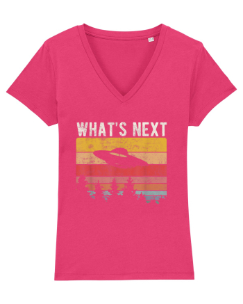 What's Next Sarcastic Retro Sunset Extraterrestrial UFO Raspberry