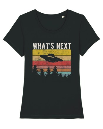 What's Next Sarcastic Retro Sunset Extraterrestrial UFO Black