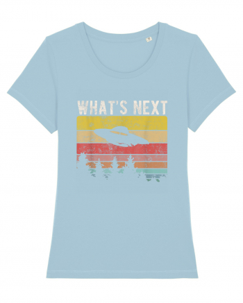 What's Next Sarcastic Retro Sunset Extraterrestrial UFO Sky Blue