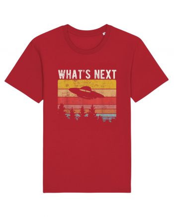 What's Next Sarcastic Retro Sunset Extraterrestrial UFO Red