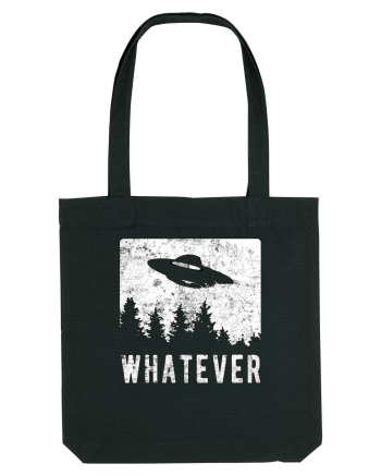 Whatever Retro Distressed Sarcastic Alien UFO Black
