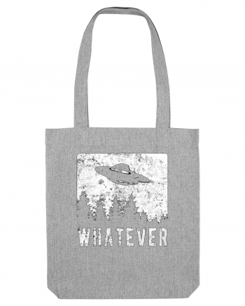 Whatever Retro Distressed Sarcastic Alien UFO Heather Grey