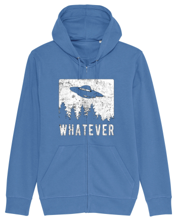 Whatever Retro Distressed Sarcastic Alien UFO Bright Blue