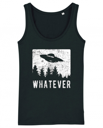 Whatever Retro Distressed Sarcastic Alien UFO Black