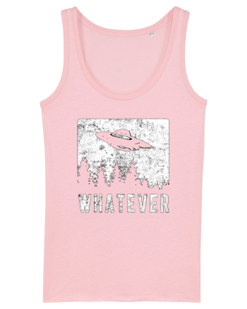 Whatever Retro Distressed Sarcastic Alien UFO Cotton Pink