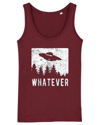 Whatever Retro Distressed Sarcastic Alien UFO Burgundy