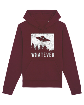 Whatever Retro Distressed Sarcastic Alien UFO Burgundy