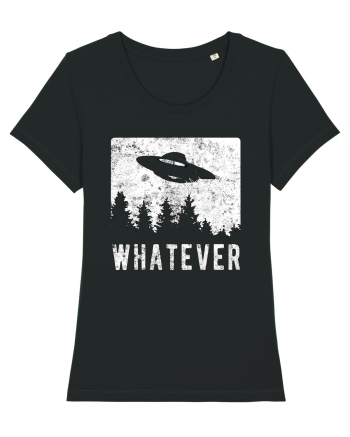 Whatever Retro Distressed Sarcastic Alien UFO Black