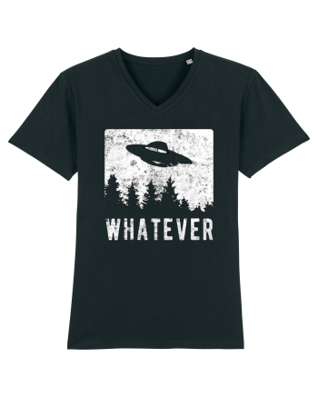 Whatever Retro Distressed Sarcastic Alien UFO Black