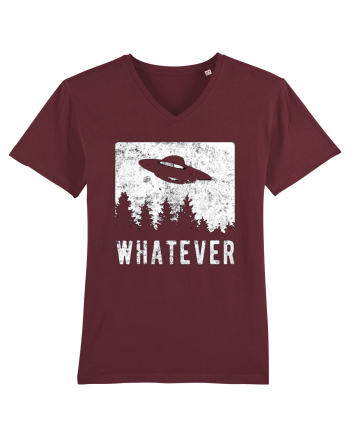 Whatever Retro Distressed Sarcastic Alien UFO Burgundy